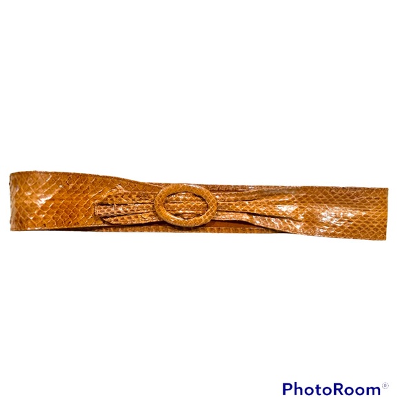 Vintage Brown Snakeskin Belt Size Medium - Large - Picture 3 of 6